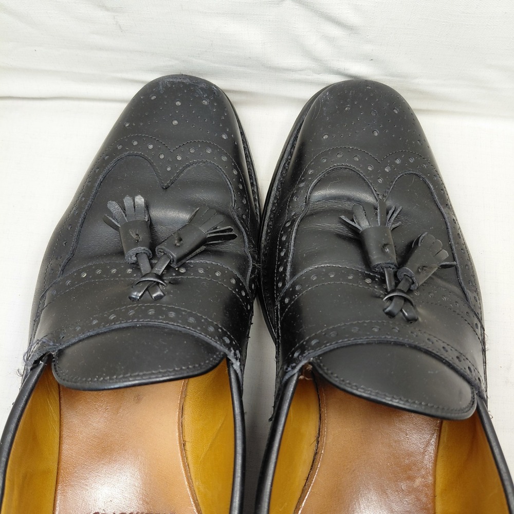 Allen Edmonds Chambray Mens 11 B Black Leather Tassel Wingtip Loafers 6204 - Picture 8 of 15